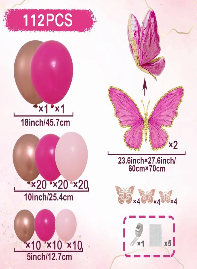 Netnology Pink Butterfly Balloon Arch Garland Kit 112pcs Pastel Pink Rose Gold Balloons with 2pcs Butterfly Foil Balloons for Birthday Party Decorations Baby Shower Decorations for Girls - Image 3
